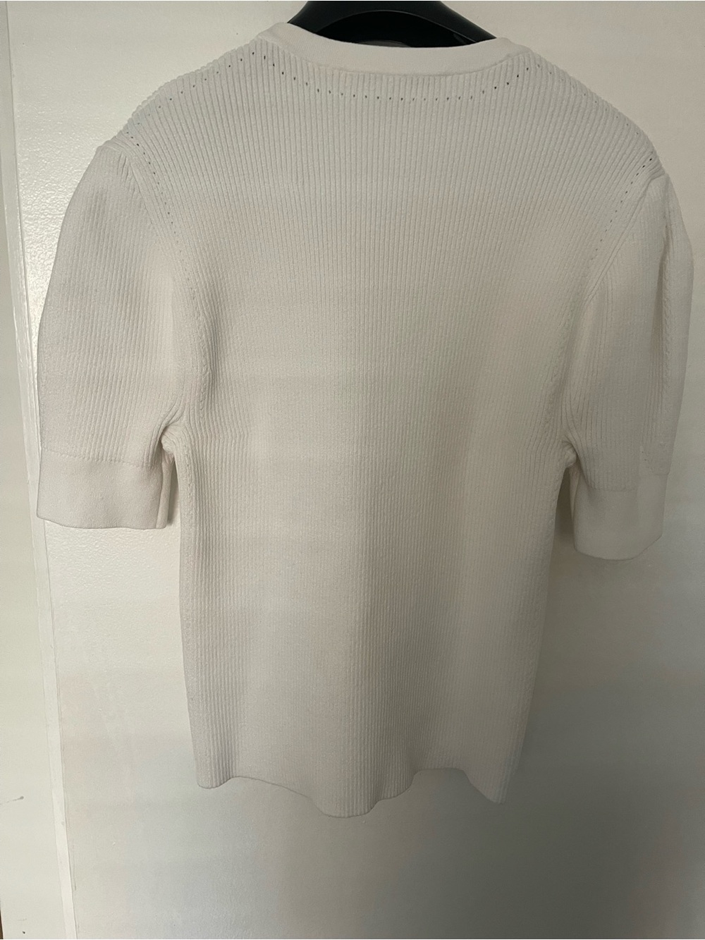 Autumn Cashmere Cream Ribbed Short Sleeve Knit Tee - Picture 2 of 4